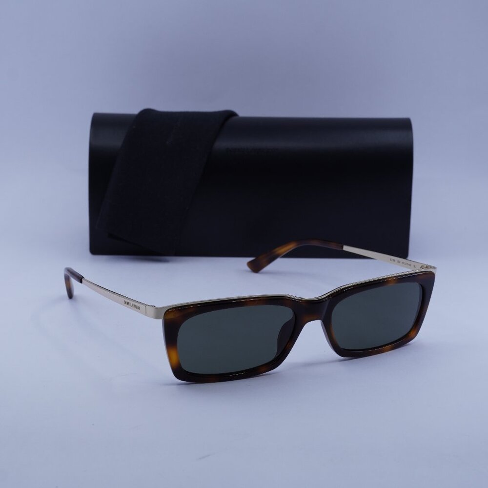 Saint Laurent SL 766 004 Rectangle Sunglasses - Havana/Gold/Grey